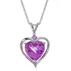 Lab-created Pink Sapphire Sterling Silver Heart Pendant Necklace