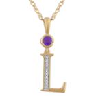L Womens Genuine Purple Amethyst 14k Gold Over Silver Pendant Necklace