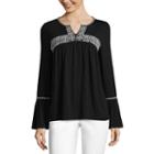 By Artisan Bell Sleeve Embroidered Tunic Top