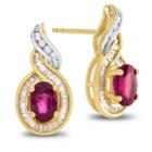 1/3 Ct. T.w. & Lead-glass Filled Ruby 14k Two Tone Gold Drop Earrings