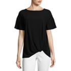 Liz Claiborne Short Bell Sleeve Twist Hem Top