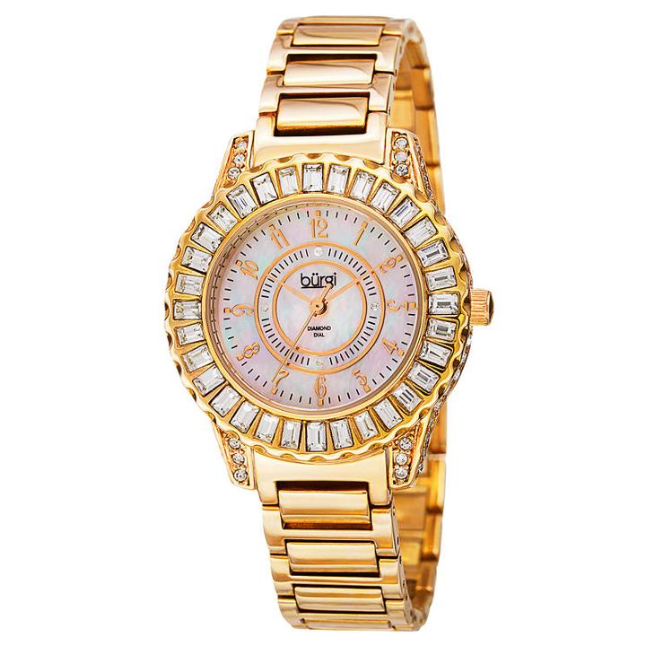 Burgi Womens Gold Tone Strap Watch-b-095yg