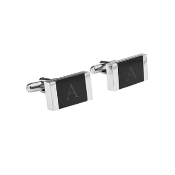 Personalized Faux Onyx Stainless Steel Cufflinks