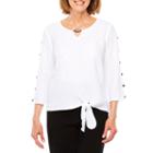 Alfred Dunner Cold Shoulder Tie Front Top