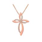 1/10 C.t T.w Diamond 14k Rose Gold-plated Sterling Silver Cross Pendant Necklace