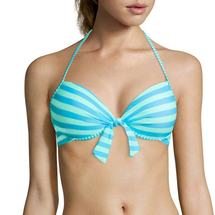 Arizona Stripe Pushup Halter Swim Top - Juniors
