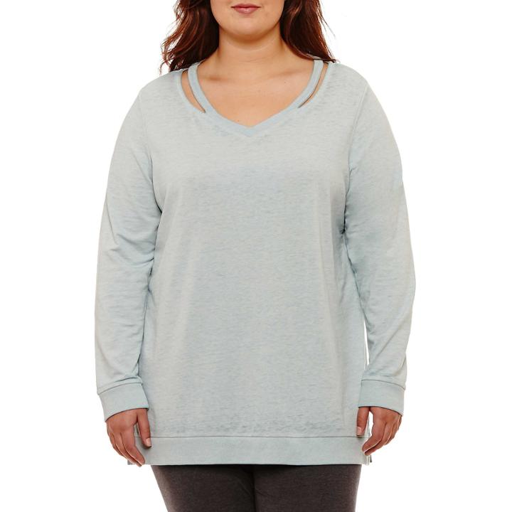Flirtitude Cut Out Neckline Sweatshirt-juniors Plus