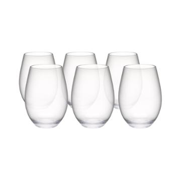 Zak Designs Trinity Set Of 6 Tritan Stemless Red Wine Glasses