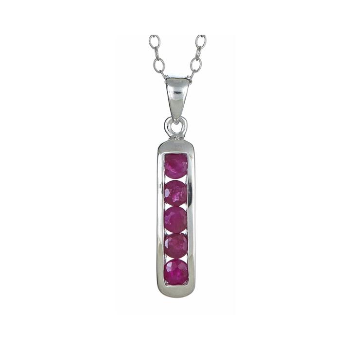 Limited Quantities Lead Glass-filled Ruby Bar Pendant Necklace