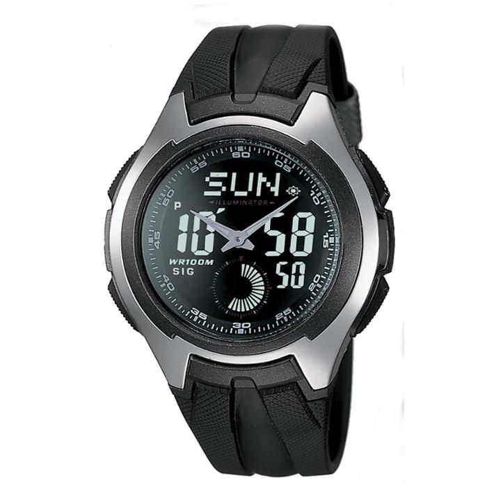Casio Mens Black Resin Strap Analog/digital Watch Aq160w-1bv