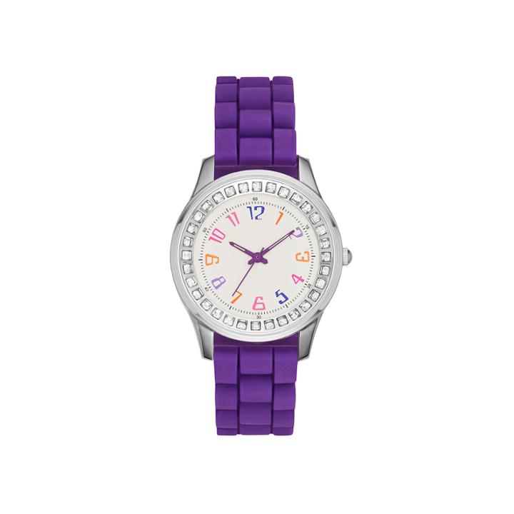 Womens Purple Silicone Strap Watch