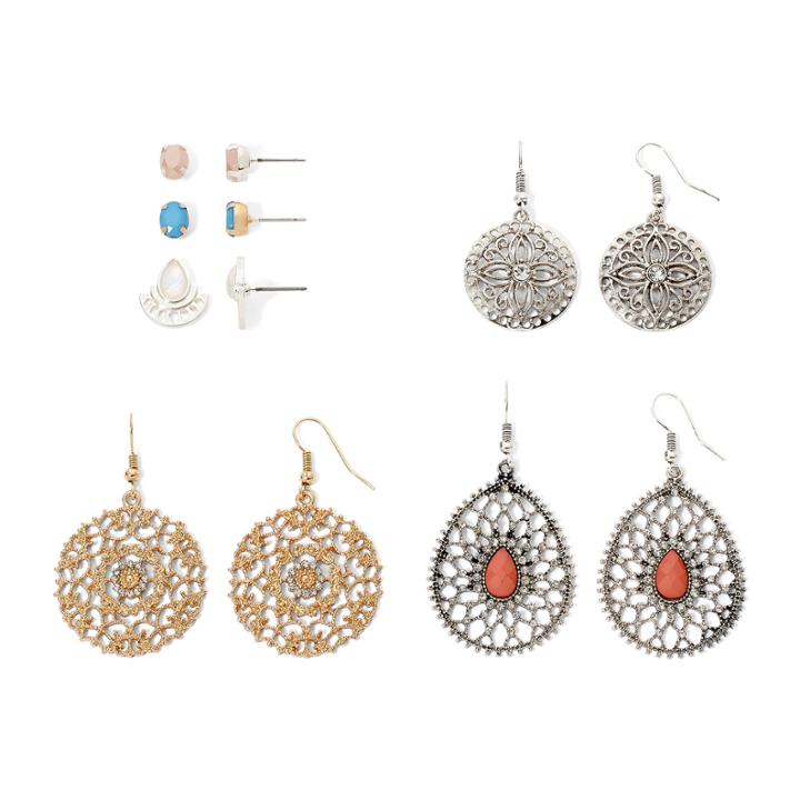 Arizona Openwork Textured Metal 6-pr. Earring Set
