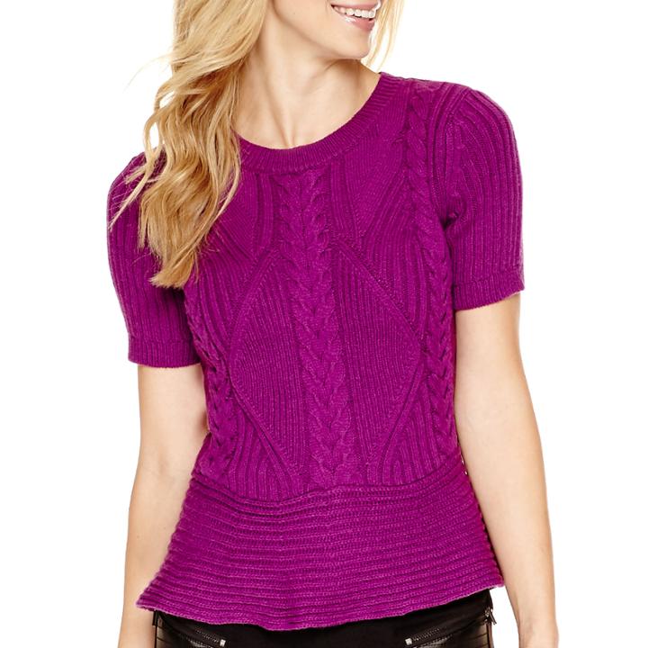 Worthington Short-sleeve Peplum Sweater
