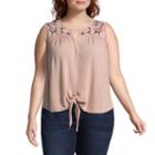 Derek Heart Sleeveless Round Neck Blouse-juniors Plus