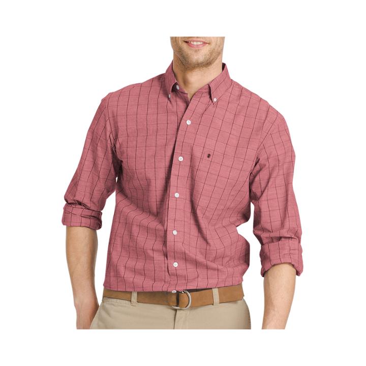 Izod Long-sleeve Essential Windowpane Shirt
