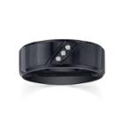 Mens Black Stainless Ring W/ Diamond Accents