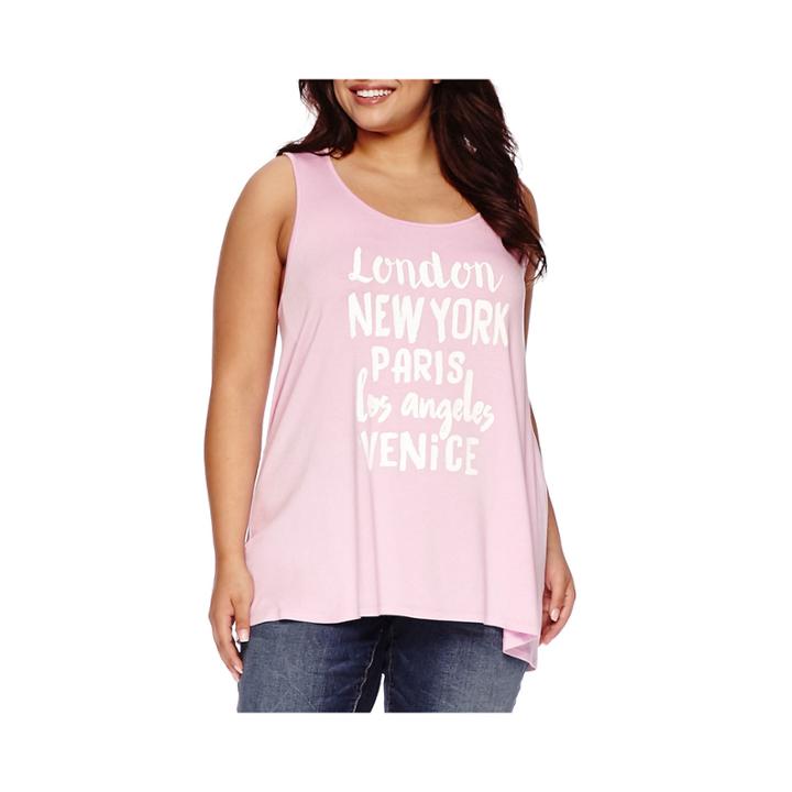 Boutique+ Sleeveless Graphic Swing Tee - Plus