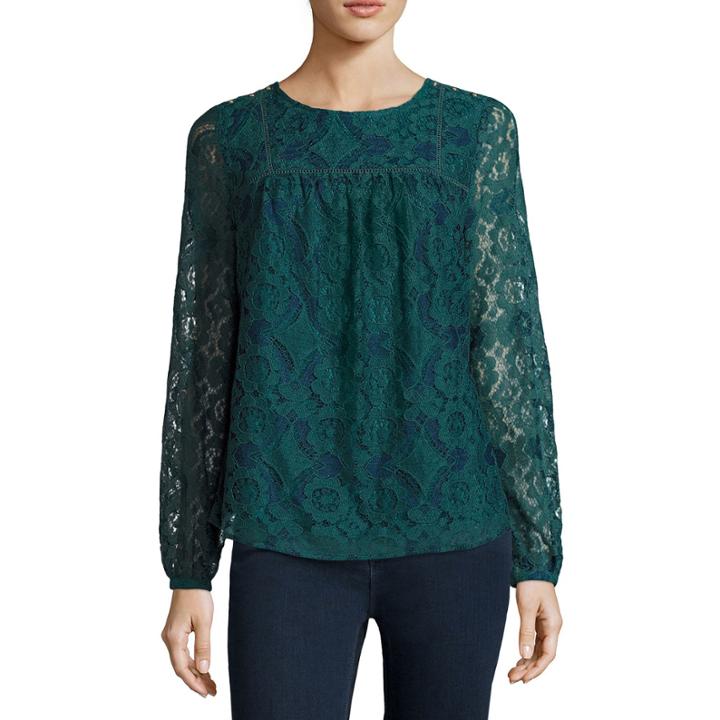 Stylus&trade; Long-sleeve Lace Blouse
