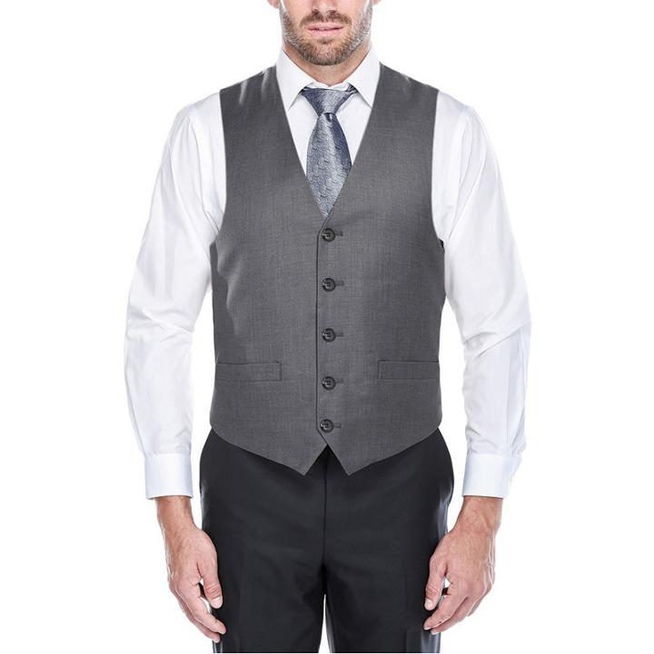 Verno Men's Dark Grey 100 Wool Classic Fit Italianstyled Three Piece Suit