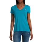 U.s. Polo Assn. Short Sleeve V Neck T-shirt-womens Juniors