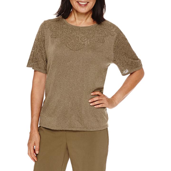 Alfred Dunner Cactus Ranch Short Sleeve Sweater Shell