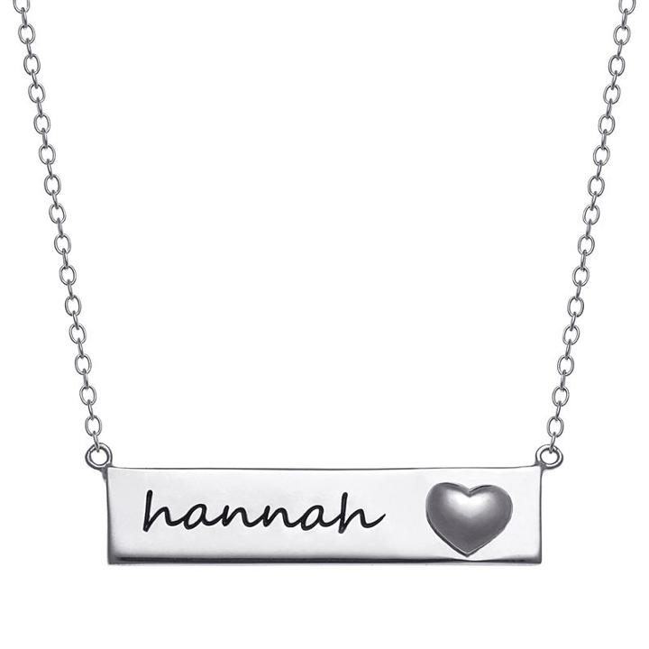 Personalized Womens Sterling Silver Rectangular Pendant Necklace