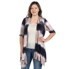 24seven Comfort Apparel Amy Hi Lo Brown And Navy Shrug - Plus