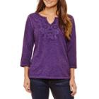 St. John's Bay 3/4 Sleeve Crew Neck T-shirt-womens Petites