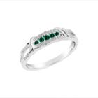 Lab-created Emerald And Lab-created White Sapphire Sterling Silver Ring