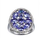 Womens Blue Tanzanite Sterling Silver Cocktail Ring
