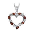 Sterling Silver Genuine Garnet Heart Pendant Necklace