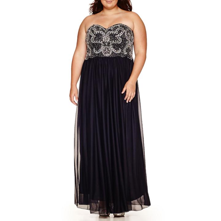 My Michelle Strapless Beaded Dress - Juniors Plus