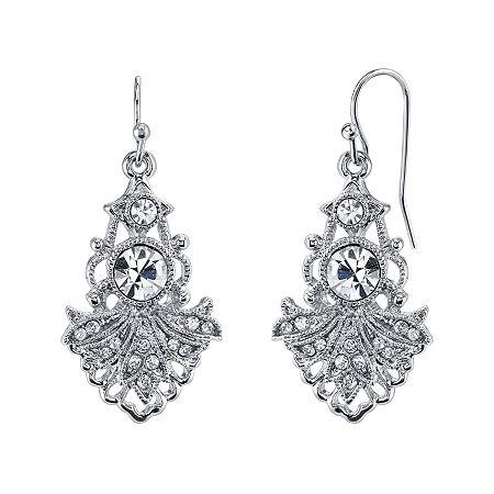 1928 Jewelry Crystal Fan Drop Earrings