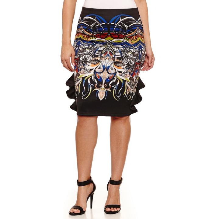 Bisou Bisou Ruffle Side Pencil Skirts