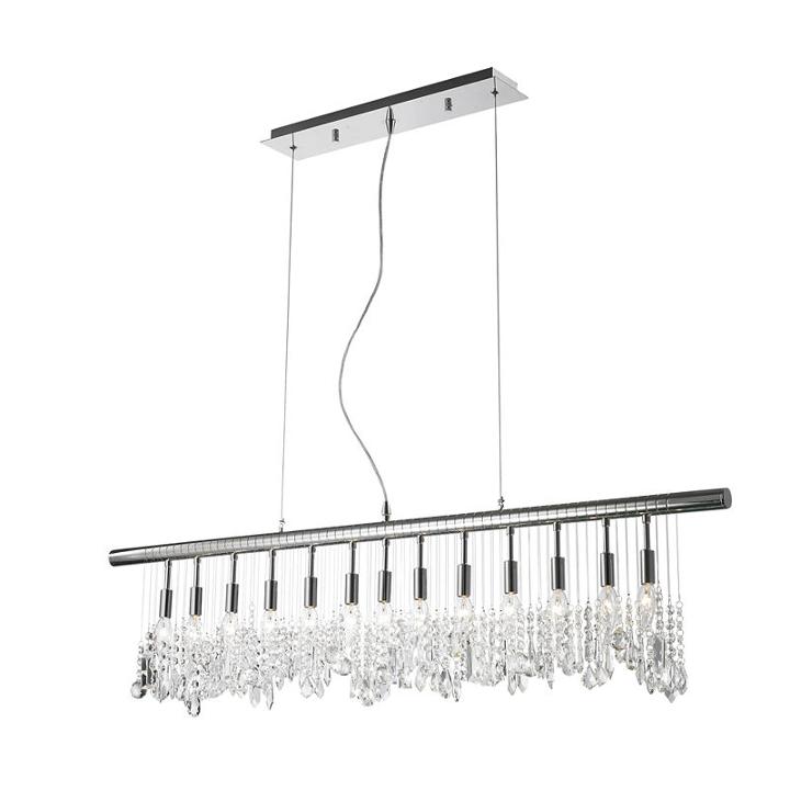Nadia Collection 13 Light Chrome Finish And Clearcrystal Linear Pendant And Bar Chandelier