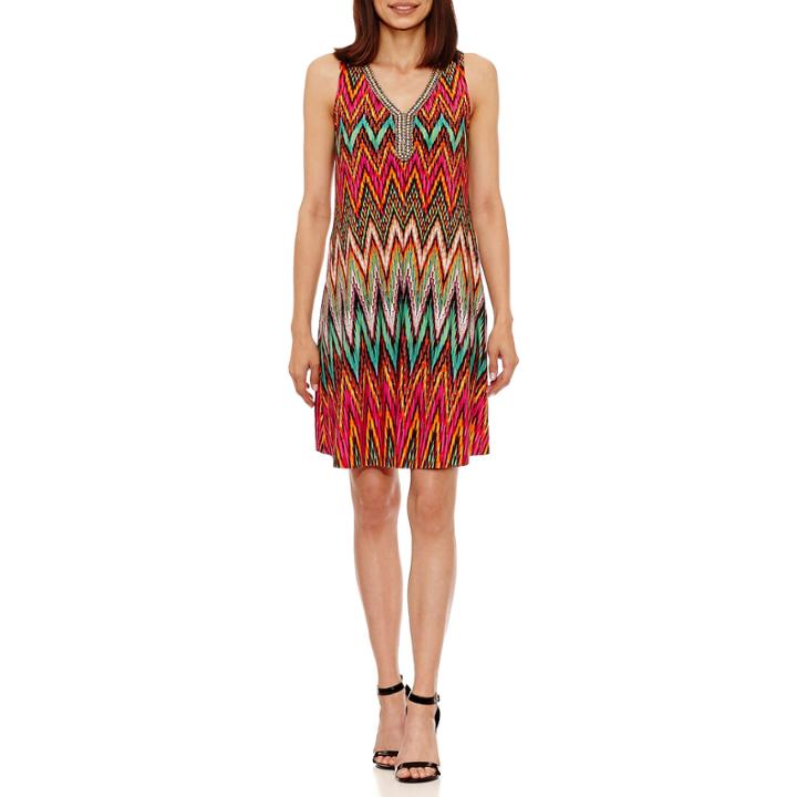 Studio 1 Sleeveless Embellished Trapeze Dress-petites