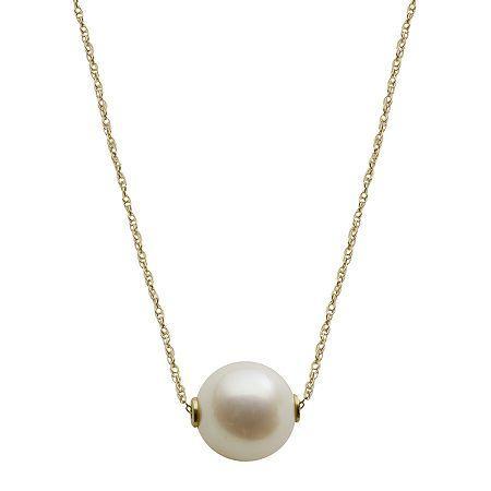 10k Gold Cultured Freshwater Pearl Solitaire Necklace