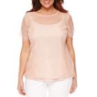 Worthington Short Sleeve Lace T-shirt - Plus
