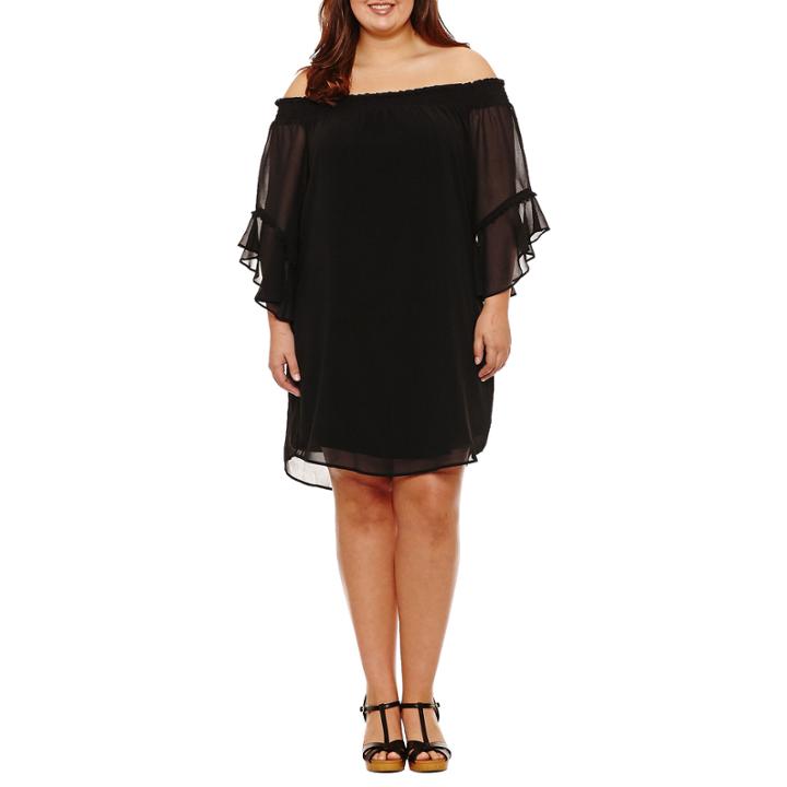 City Triangle Elbow Sleeve Sundress-juniors Plus
