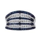 1/2 Ct. T.w. White And Color-enhanced Blue Diamond 7-row Band Ring