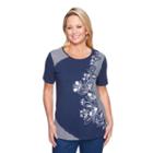 Alfred Dunner Out Of The Blue Short Sleeve Crew Neck Pattern T-shirt-womens
