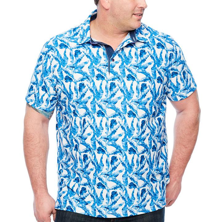 Society Of Threads Short Sleeve Leaf Pique Polo Shirt Big And Tall