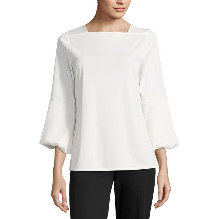 Worthington 3/4 Sleeve Square Neck Blouse-womens