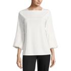Worthington 3/4 Sleeve Square Neck Blouse-womens
