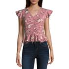 Cut And Paste Sleeveless V Neck Knit Blouse-juniors