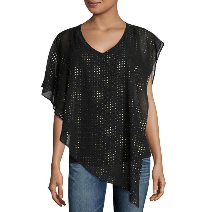 Alyx Short Sleeve Scoop Neck Chiffon Blouse-petites