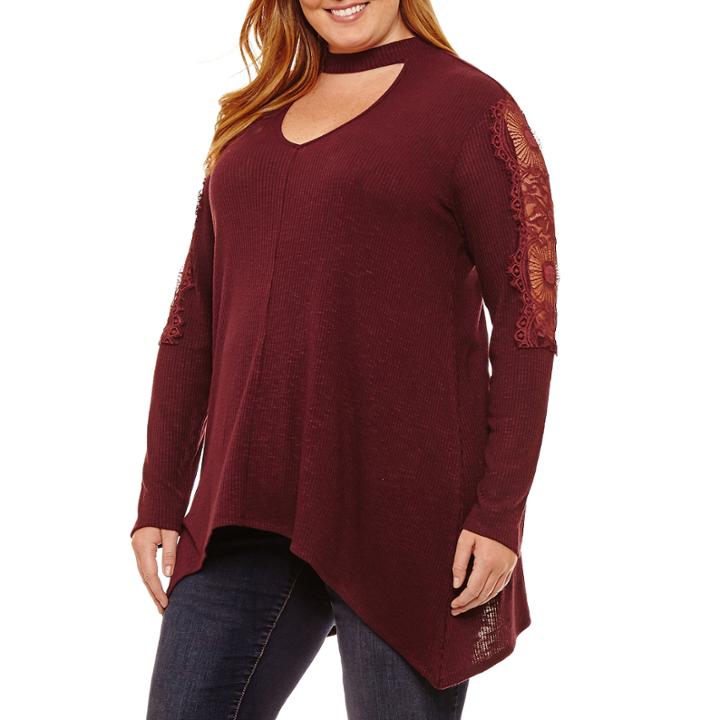 A.n.a Long Sleeve Blouse-plus