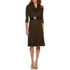 Robbie Bee 3/4-sleeve Belted Fit-and-flare Dress With Infinity Scarf - Petite