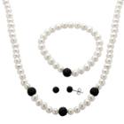 Cultured Freshwater Pearl & Black Crystal 3-pc. Jewelry Set