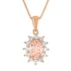 Womens Genuine Pink Morganite Pendant Necklace
